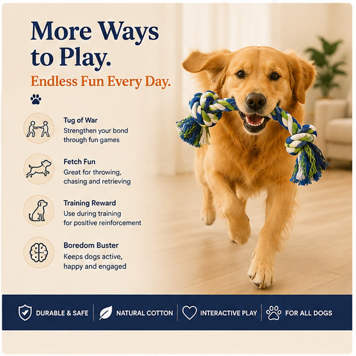 Clacyro® Heavy-Duty Rope Tug Toy for Dogs