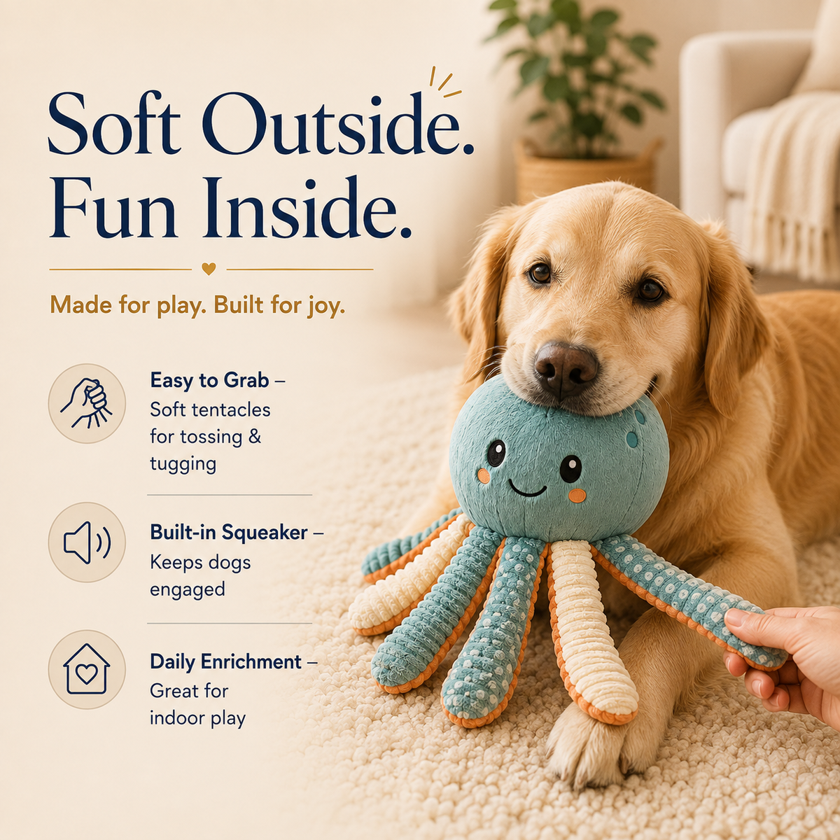 Clacyro® Interactive Plush Octopus Toy