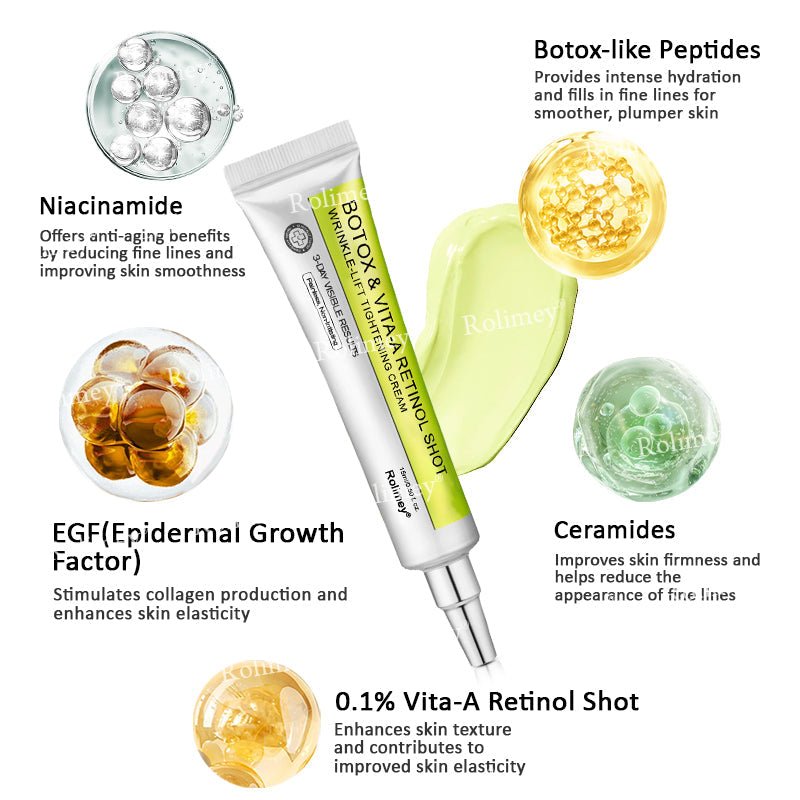 🧑‍⚕️ Rolimey® Botox-Like Peptides + Vita-A Retinol Shot – Wrinkle-Lift Tightening Cream - Last Day Promotion 50% OFF