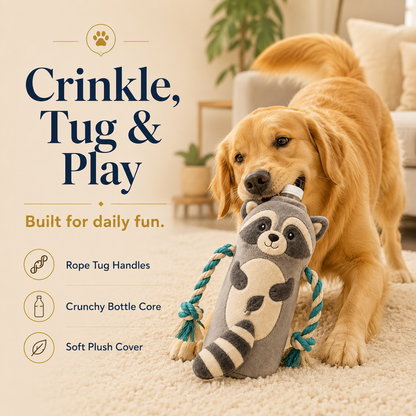 Clacyro® Raccoon Bottle Crinkle Toy