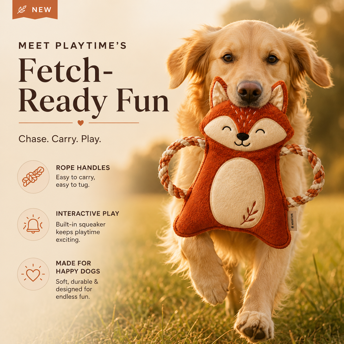 Clacyro® Squeaky Fox Dog Toy