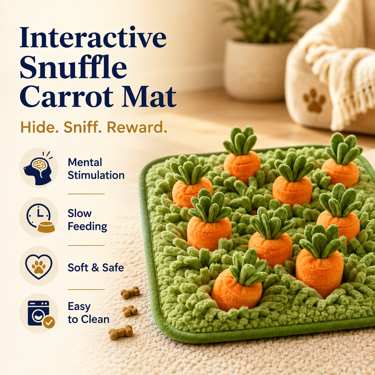 Clacyro® Interactive Carrot Snuffle Mat for Dogs