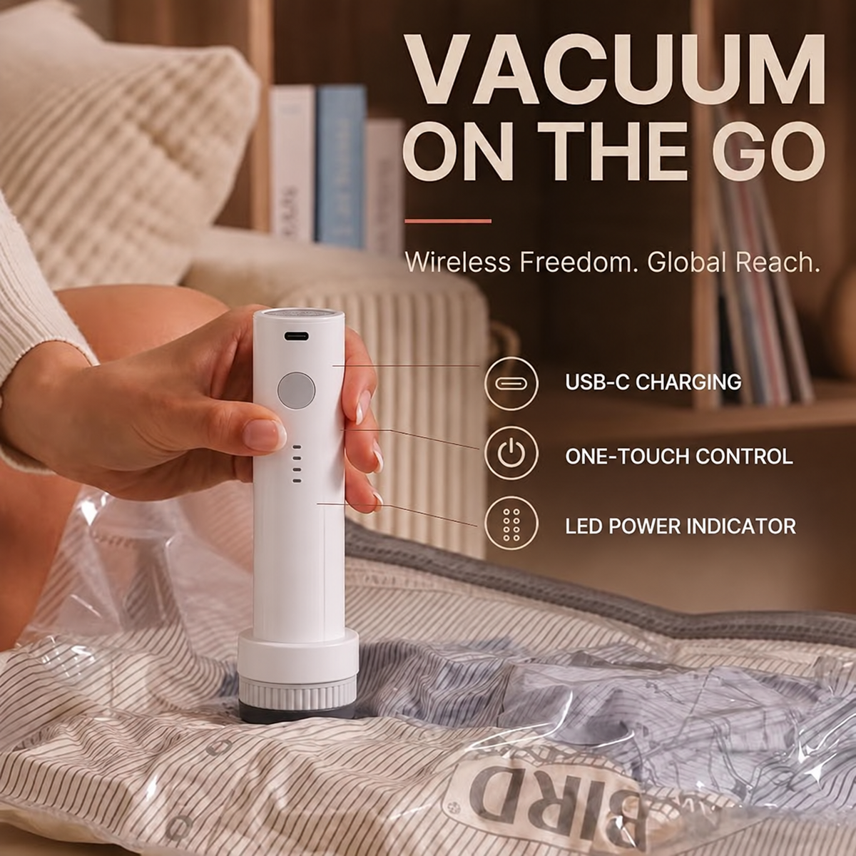 Clacyro SpaceSave™ Cordless Travel Vacuum Bag Set
