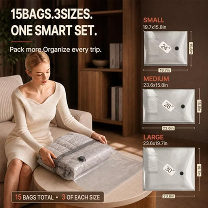 Clacyro SpaceSave™ Cordless Travel Vacuum Bag Set