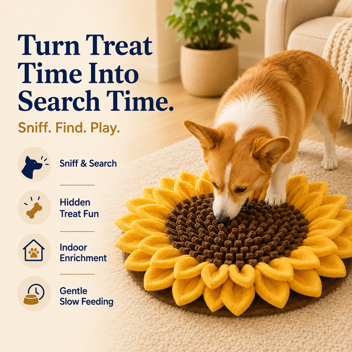 Clacyro® Sunflower Snuffle Mat for Dogs