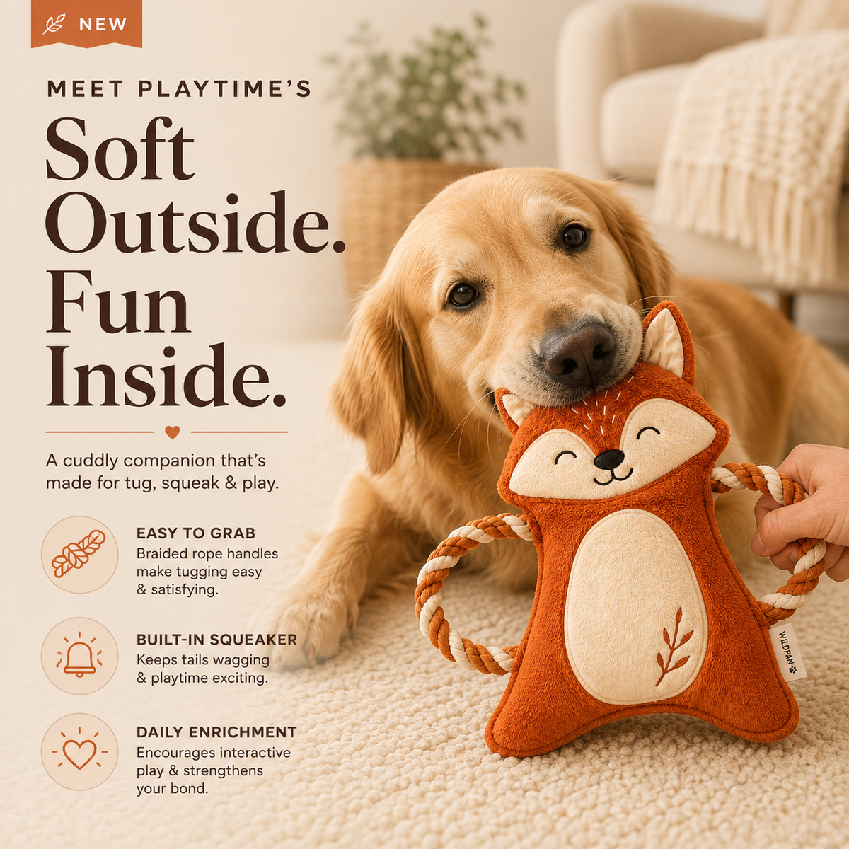 Clacyro® Squeaky Fox Dog Toy