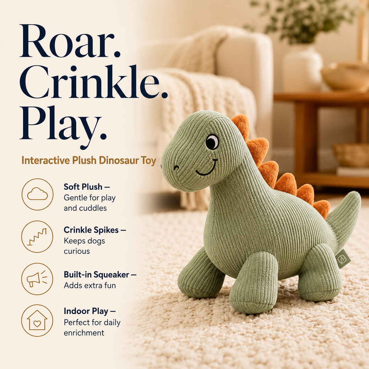 Clacyro® Interactive Plush Dinosaur Toy