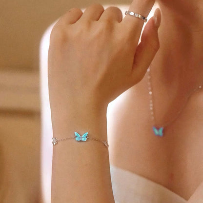 Luminous Dream Blue Butterfly Necklace