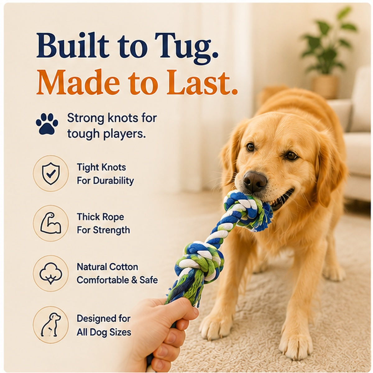Clacyro® Heavy-Duty Rope Tug Toy for Dogs